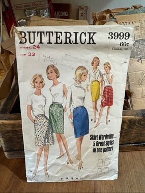Vintage Butterick Women's Pencil Skirt Pattern - 3999